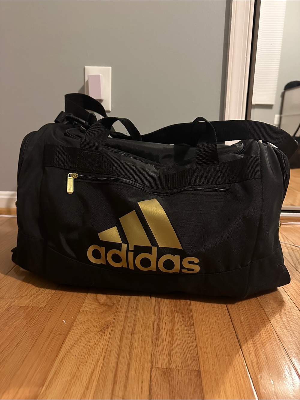Adidas Black and Gold Duffel Bag